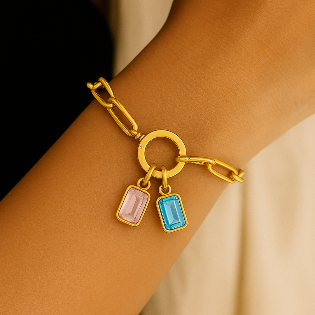 Paperclip Multi-Birthstone Bracelet