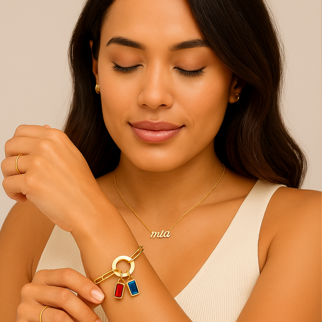 Paperclip Multi-Birthstone Bracelet