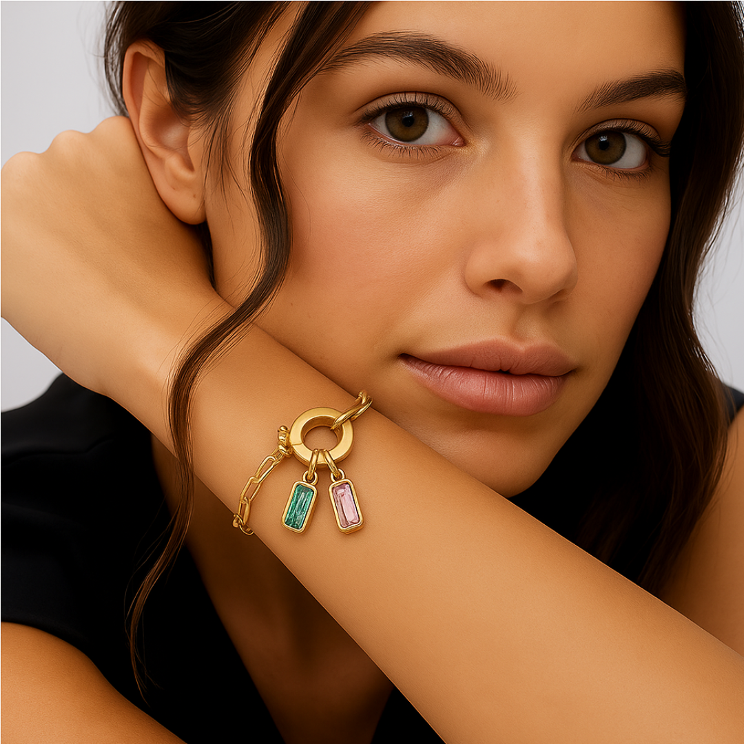 Paperclip Multi-Birthstone Bracelet