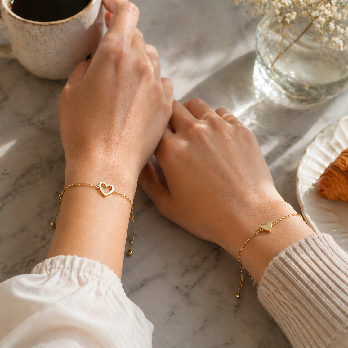 Matching Hearts Bracelet Set