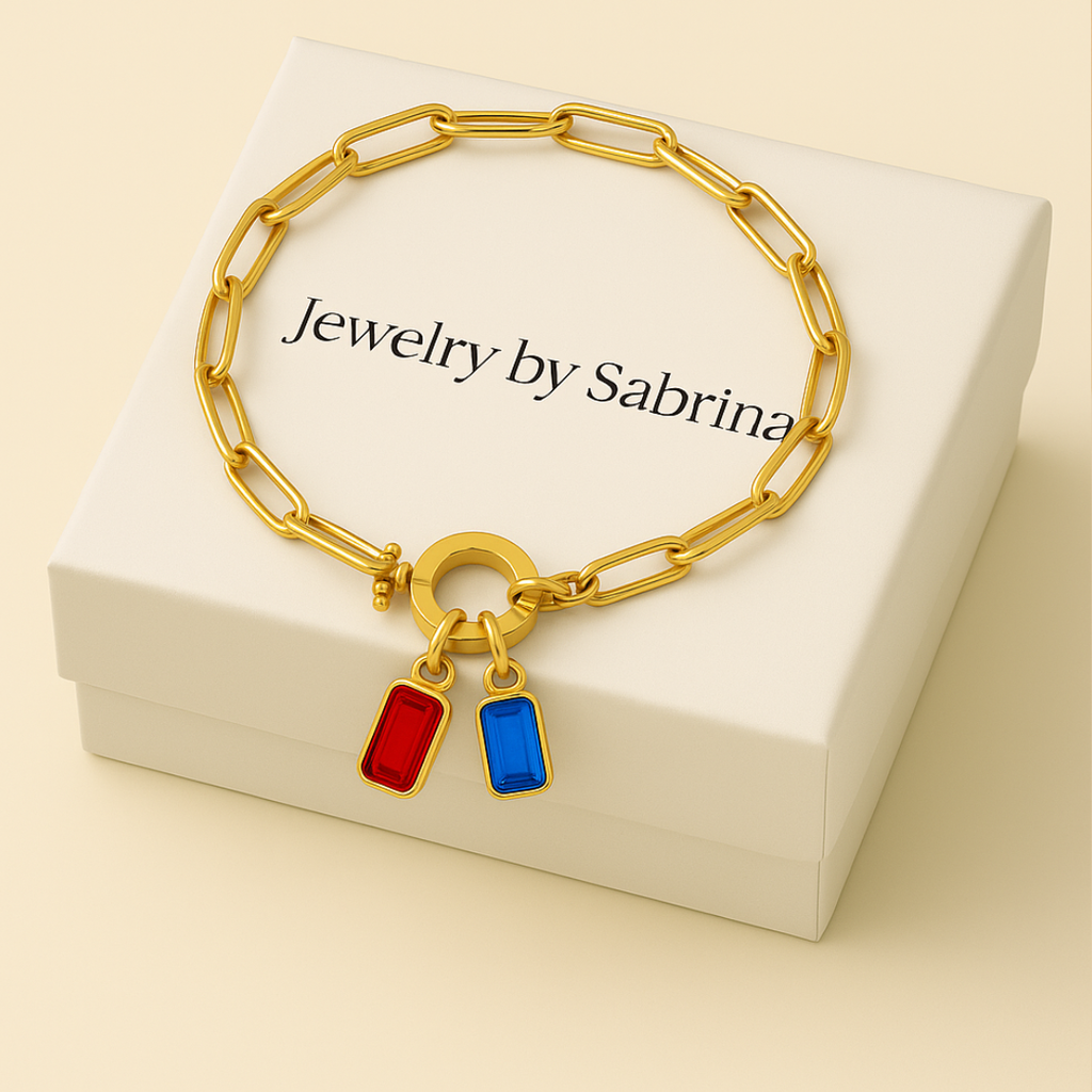Paperclip Multi-Birthstone Bracelet