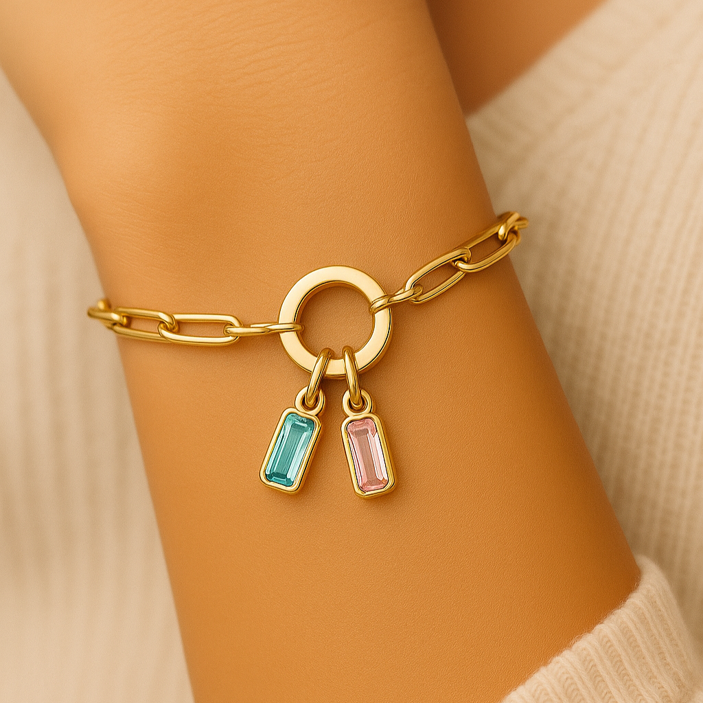 Paperclip Multi-Birthstone Bracelet