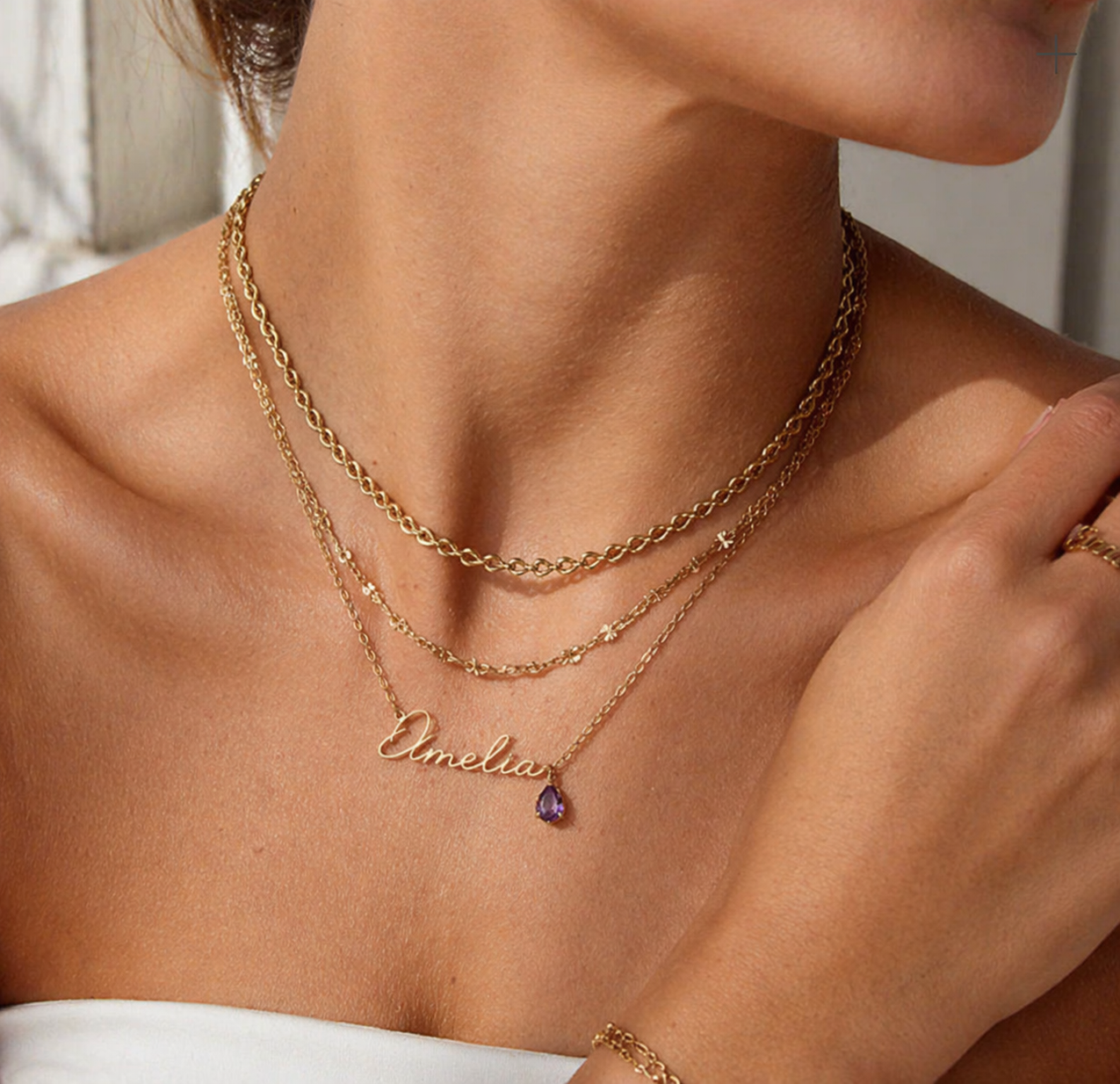 Signature Birthstone and Name Duo Necklace