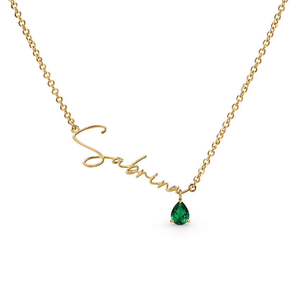 Signature Birthstone and Name Duo Necklace