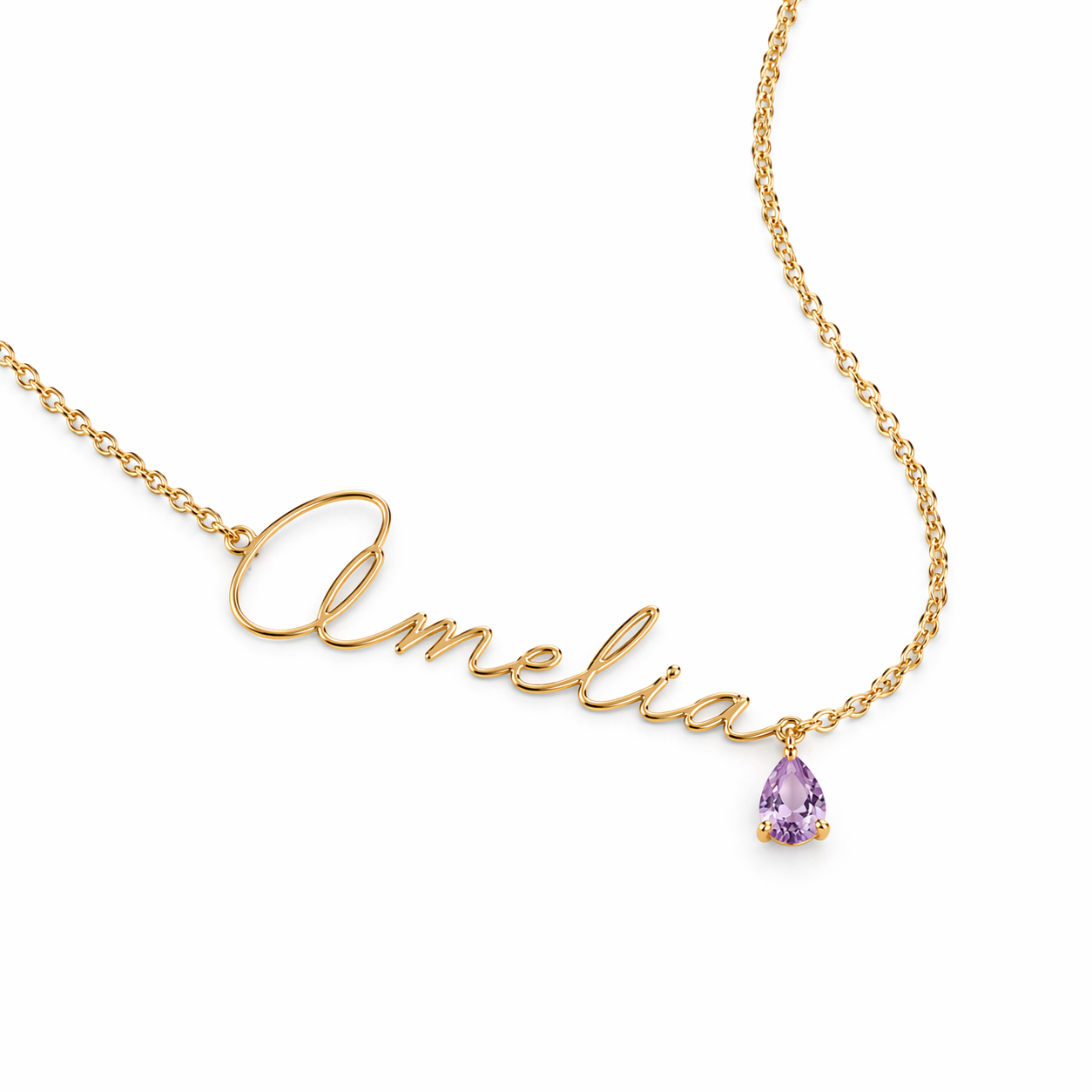 Signature Birthstone and Name Duo Necklace