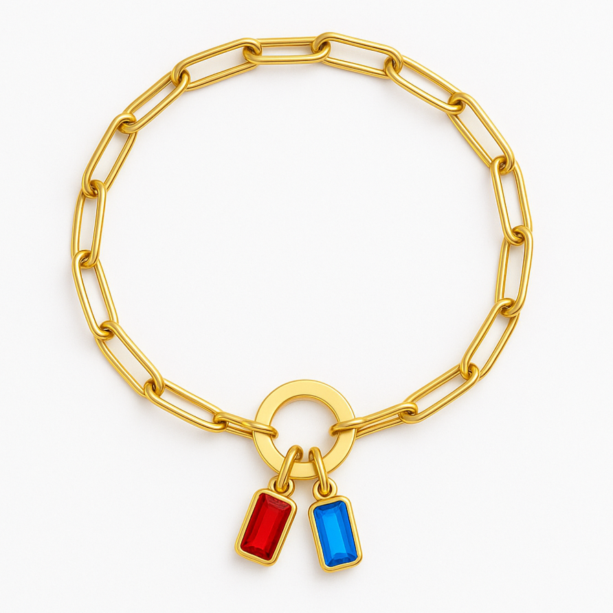 Paperclip Multi-Birthstone Bracelet