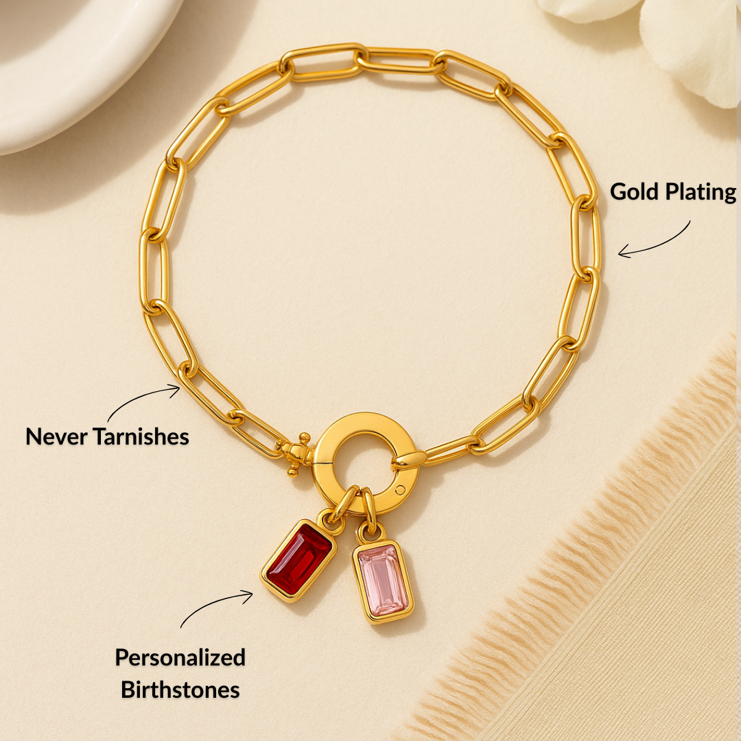 Paperclip Multi-Birthstone Bracelet