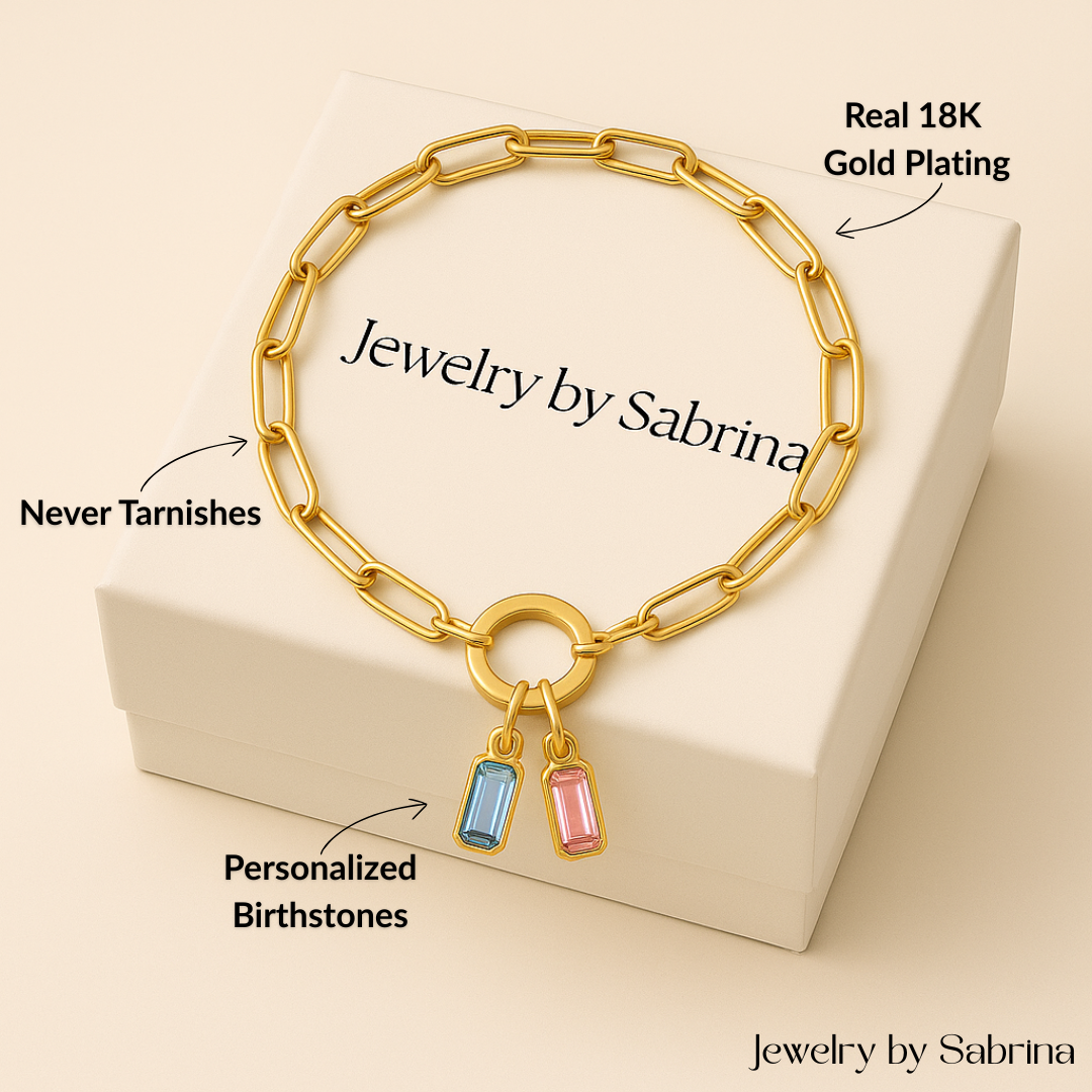 Paperclip Multi-Birthstone Bracelet
